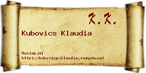 Kubovics Klaudia névjegykártya